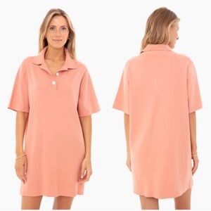 Tuckernuck Channing Polo Short Sleeve Mini Shirt Dress Small Apricot Preppy